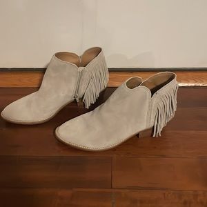 Lucky brand suede booties with fringe size 10